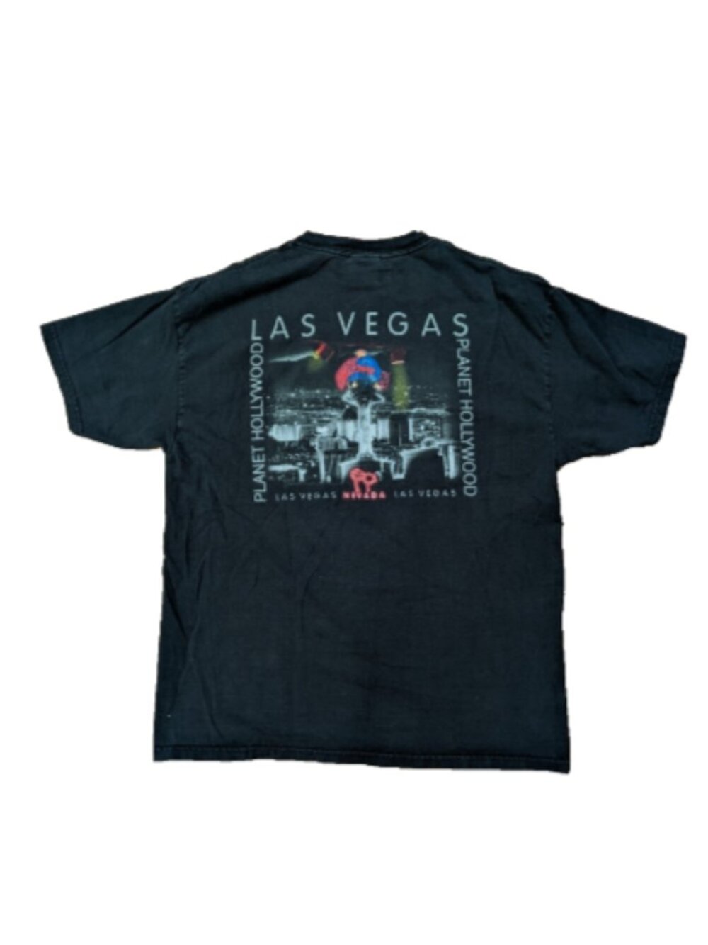 Vintage Planet Hollywood Las Vegas T-Shirt Sz L Black 90s Two Sided Graphic Tee